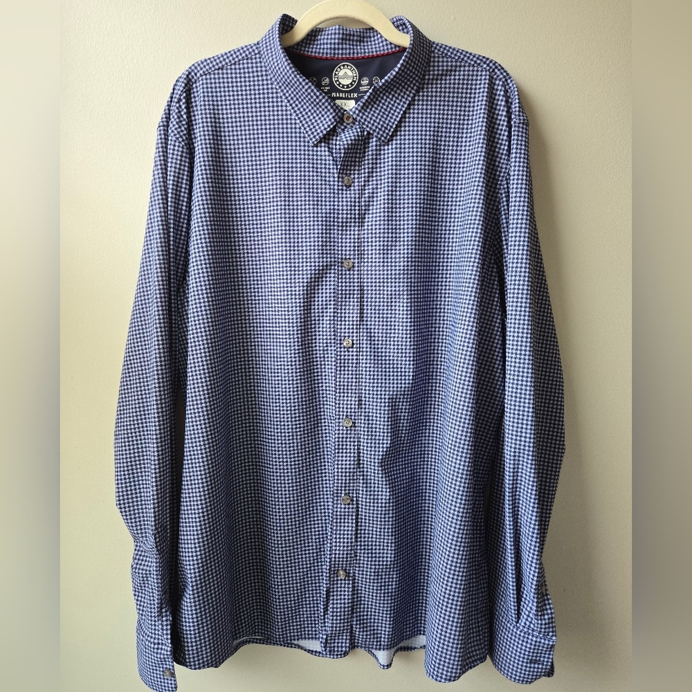 Flag & Anthem Men's Blue Checkered, Long Sleeve, Button Down Shirt